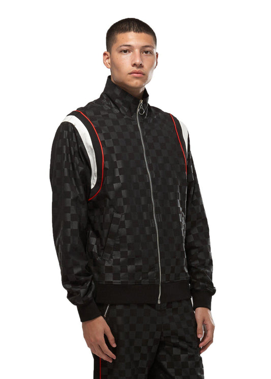 Lemon Hera Men's Clothing Konus Men's Tonal Checkered Jacket in Black