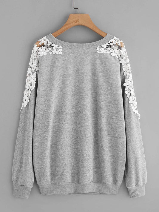 Celeste Men's Clothing Lace Panel Beaded Sweatshirt