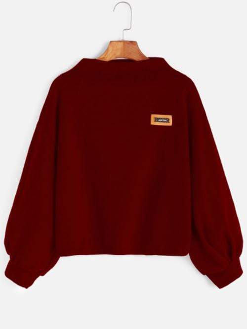 Celeste Women's Clothing Lantern Sleeve Patch Sweatshirt