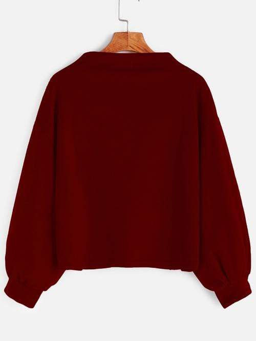 Celeste Women's Clothing Lantern Sleeve Patch Sweatshirt