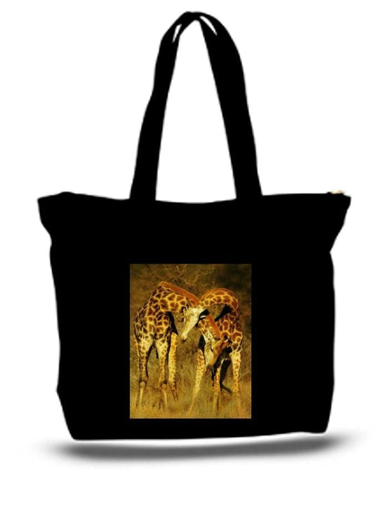 Red Europa Home Decor Large  Tote Grocery & Stuff Bag Photo Of Giraffes
