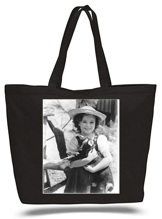 Red Europa Home Decor Large  Tote Grocery & Stuff Bag Sherly Temple And Her Goat