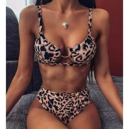 Silver Sam Swimwear L / yellow Leopard Printed Push up High Waist Swimsuit