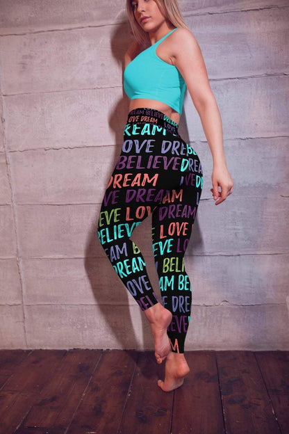 Lavender Millie Women's Clothing Love, Dream, Believe leggings, Capris and Shorts