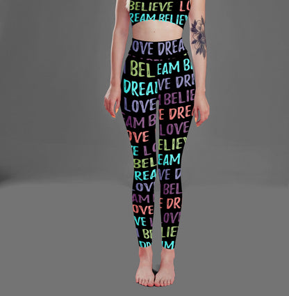 Lavender Millie Women's Clothing Love, Dream, Believe leggings, Capris and Shorts