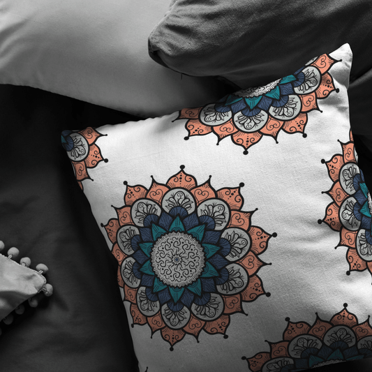 Gold Sooty Textiles & Pillows Mandala Pillow for boho home decor, Oriental style