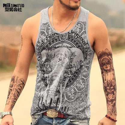 hansleii Men's Grey Casual Fitness Sleeveless Tank Top