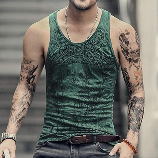 hansleii Men's Grey Casual Fitness Sleeveless Tank Top