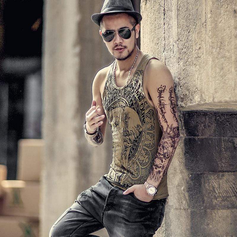 hansleii Men's Grey Casual Fitness Sleeveless Tank Top