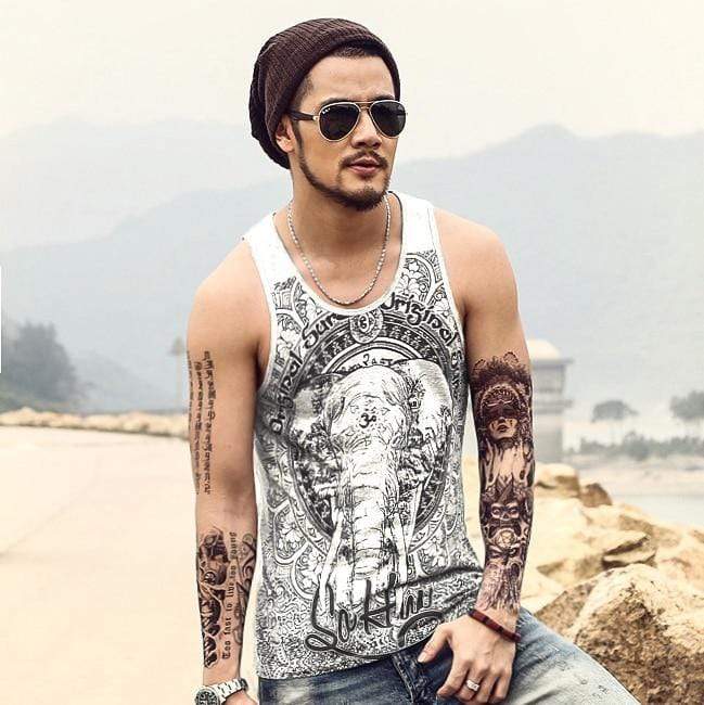 hansleii Men's Grey Casual Fitness Sleeveless Tank Top
