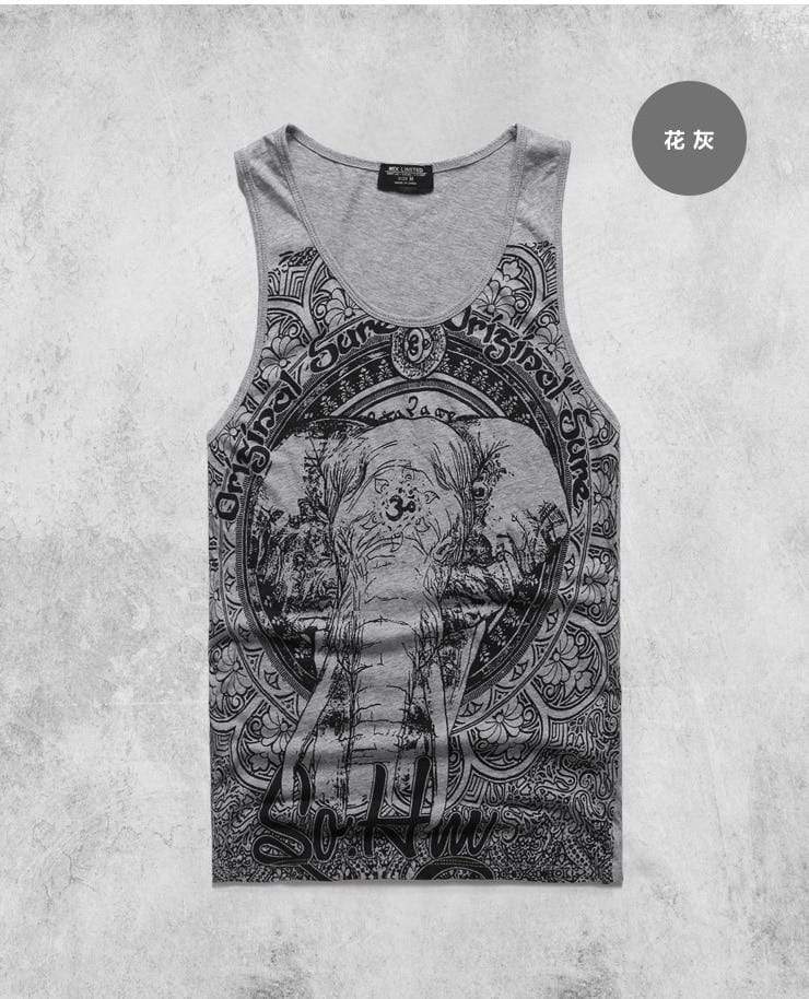hansleii Men's Grey Casual Fitness Sleeveless Tank Top
