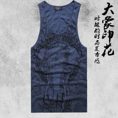 hansleii T680 indigo / M Men's Grey Casual Fitness Sleeveless Tank Top