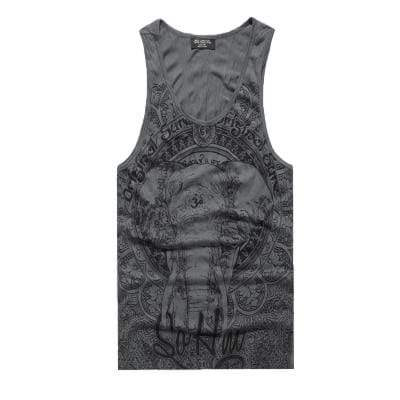 hansleii T680 dark grey blue / M Men's Grey Casual Fitness Sleeveless Tank Top