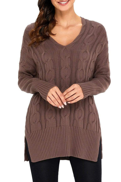 Teal Demeter Women's Clothing Mocha Oversized Cozy up Knit Sweater