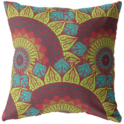 Gold Sooty Textiles & Pillows 16 x 16 / Stuffed & Sewn Moroccan Style Blue Green Mandala Decorative Pillow, Living room