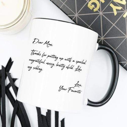 Magenta Shadow Home & Garden Mother's Day Coffee Mug - Dear Mom, Thanks 4