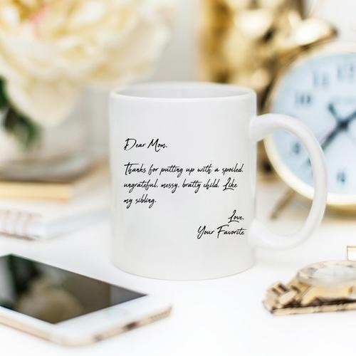Magenta Shadow Home & Garden Mother's Day Coffee Mug - Dear Mom, Thanks 4