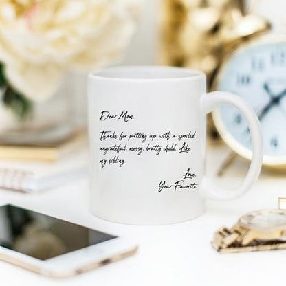 Magenta Shadow Home & Garden Mother's Day Coffee Mug - Dear Mom, Thanks 4