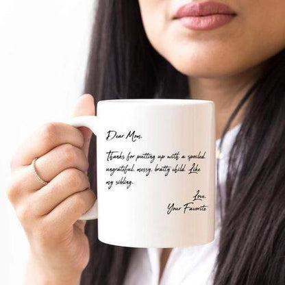 Magenta Shadow Home & Garden Mother's Day Coffee Mug - Dear Mom, Thanks 4