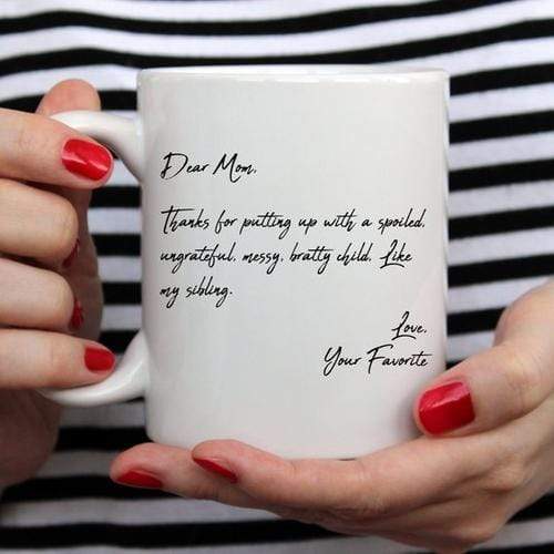 Magenta Shadow Home & Garden Mother's Day Coffee Mug - Dear Mom, Thanks 4