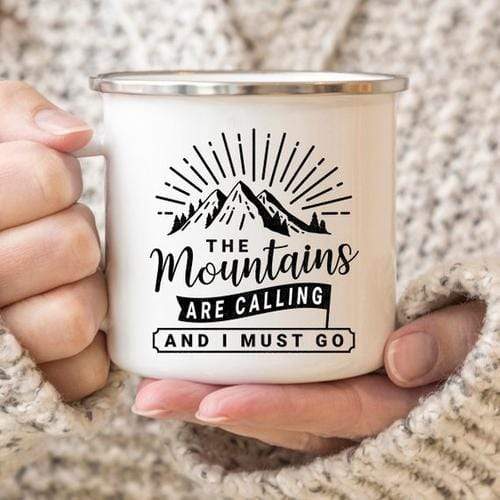 Magenta Shadow Home & Garden Mountain Mug Enamel Mug Wanderlust Camping Mug The