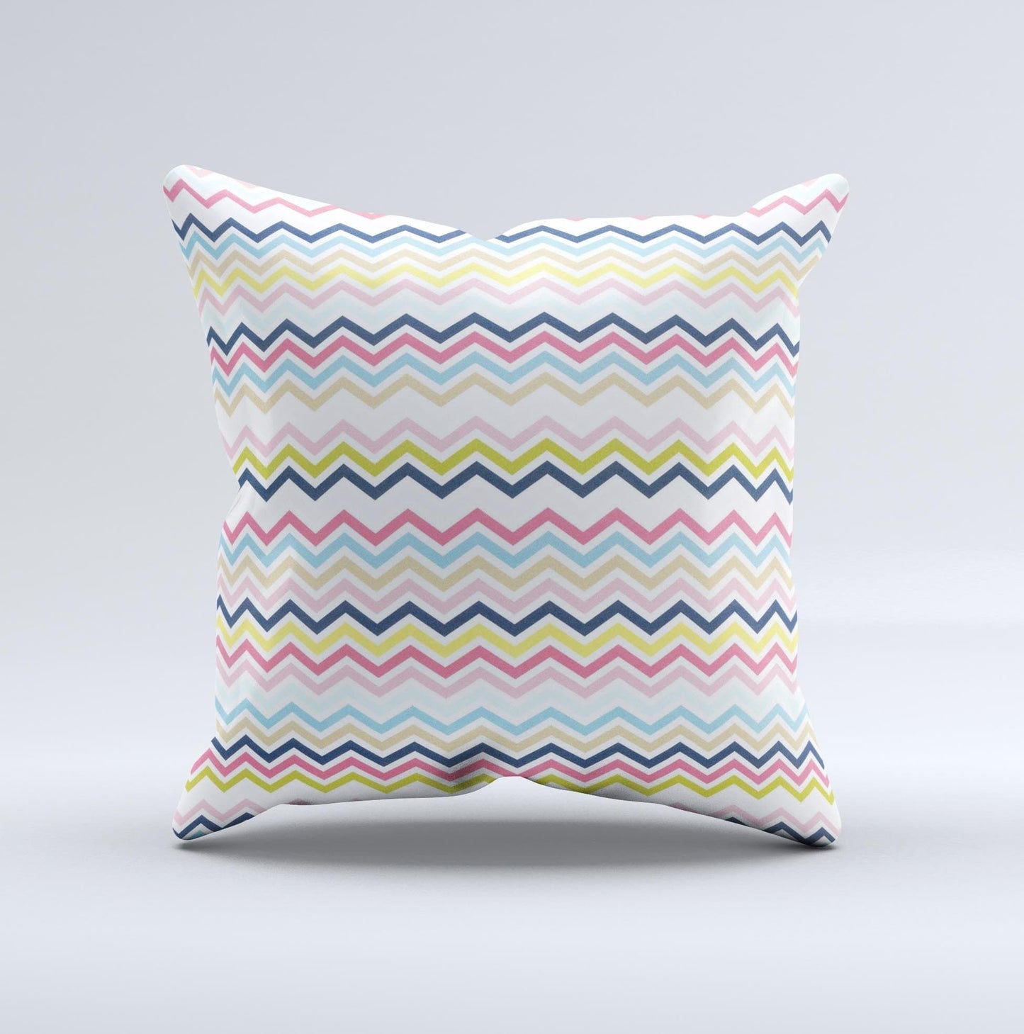 Blue Leto Bags & Wallets Multi-Lined Chevron Color Pattern Ink-Fuzed Decorative Throw Pillow