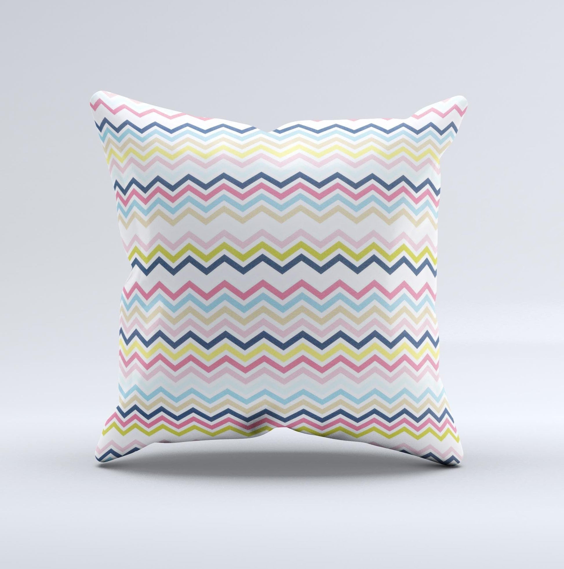 Blue Leto Bags & Wallets Multi-Lined Chevron Color Pattern Ink-Fuzed Decorative Throw Pillow