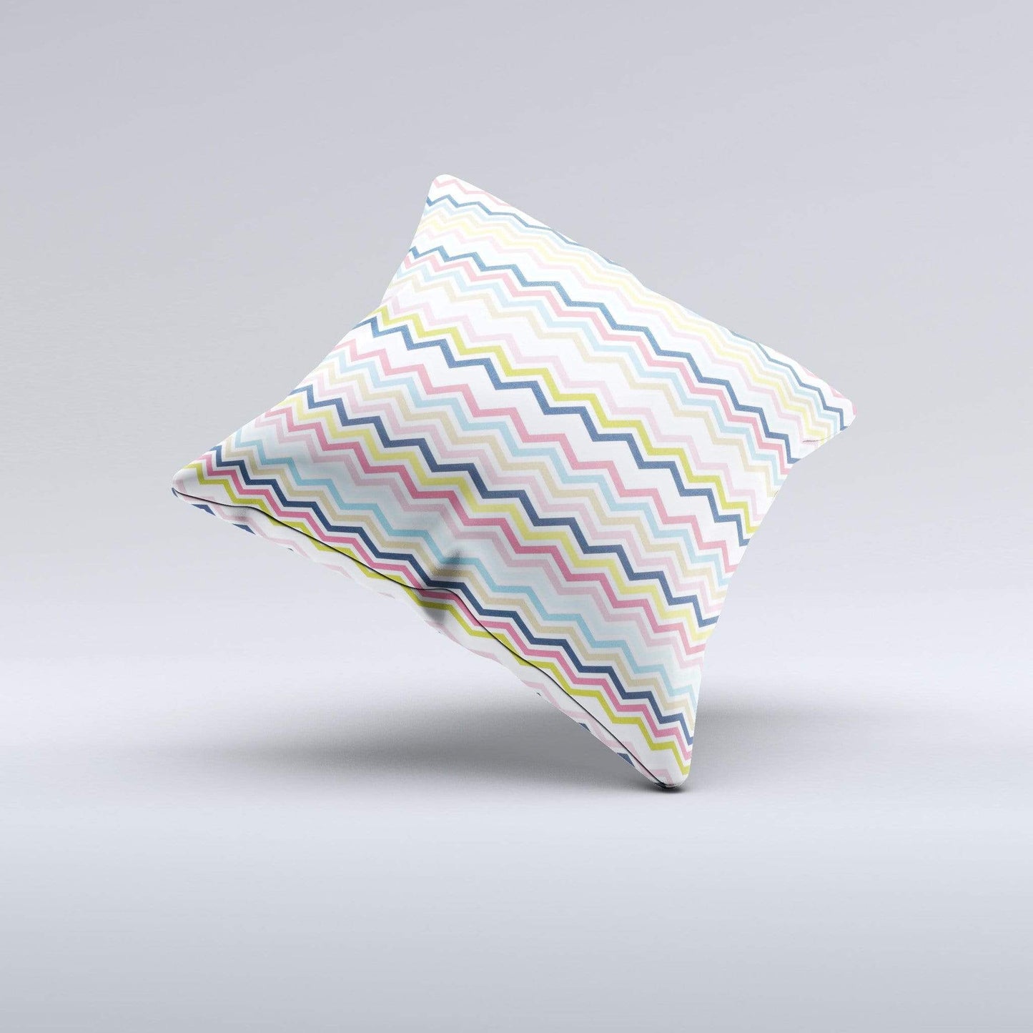 Blue Leto Bags & Wallets Multi-Lined Chevron Color Pattern Ink-Fuzed Decorative Throw Pillow