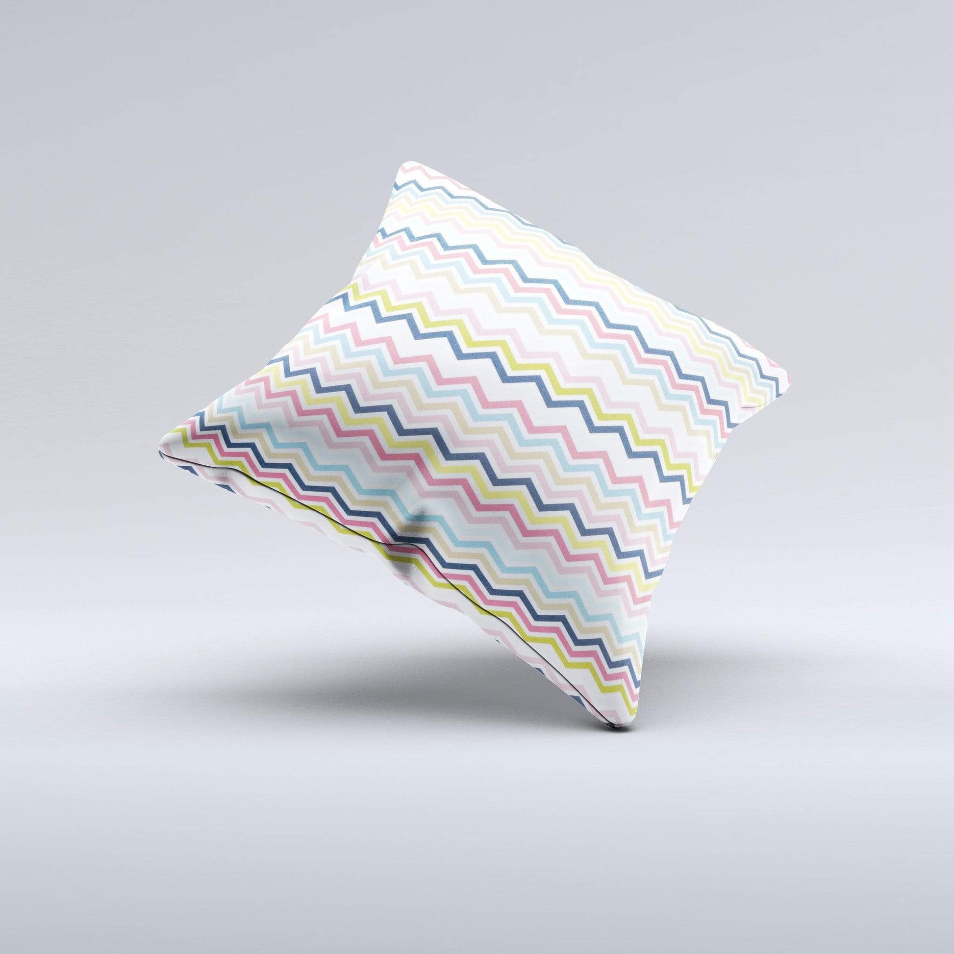 Blue Leto Bags & Wallets Multi-Lined Chevron Color Pattern Ink-Fuzed Decorative Throw Pillow