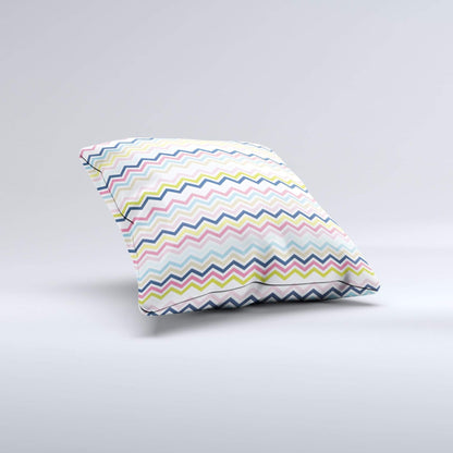 Blue Leto Bags & Wallets Multi-Lined Chevron Color Pattern Ink-Fuzed Decorative Throw Pillow
