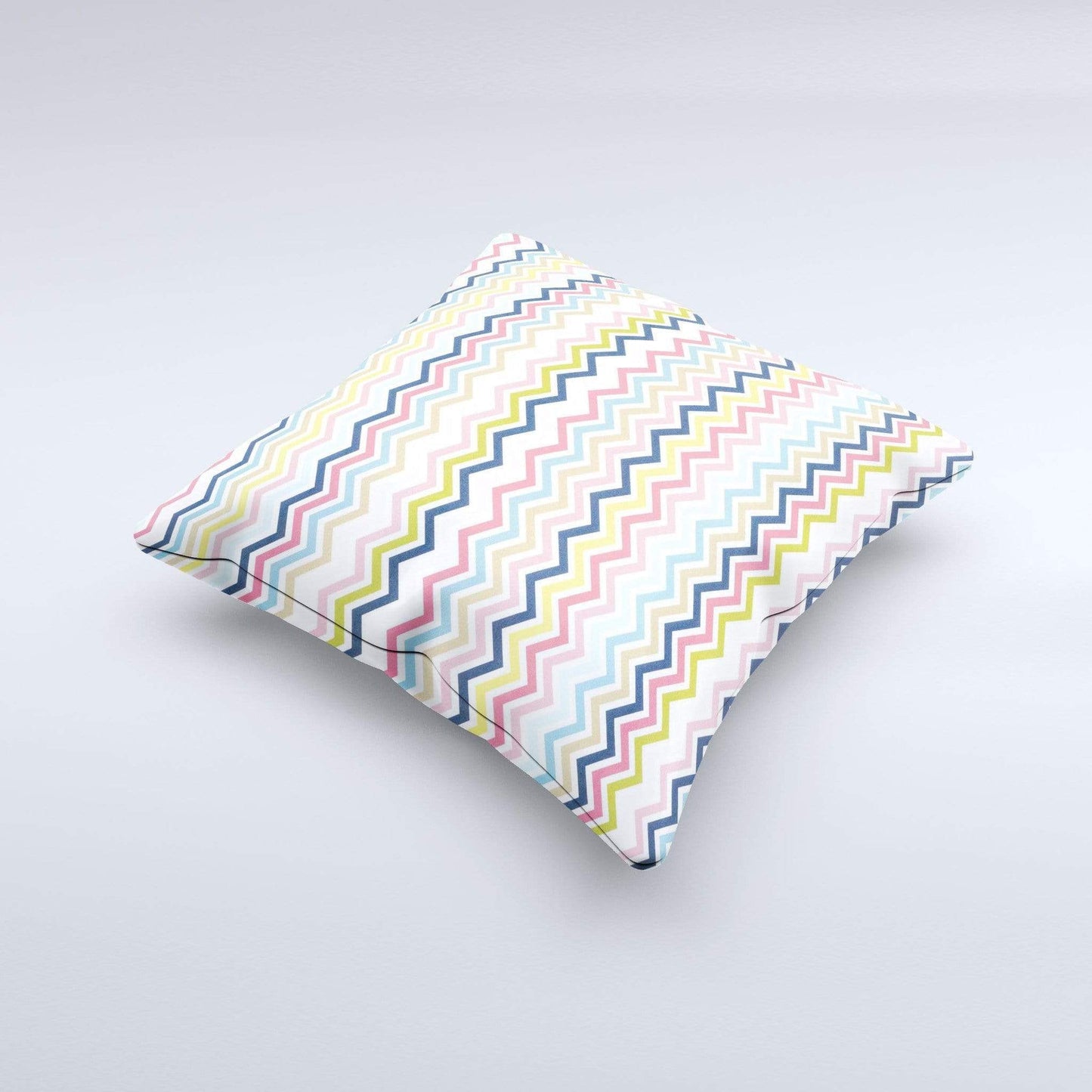 Blue Leto Bags & Wallets Multi-Lined Chevron Color Pattern Ink-Fuzed Decorative Throw Pillow