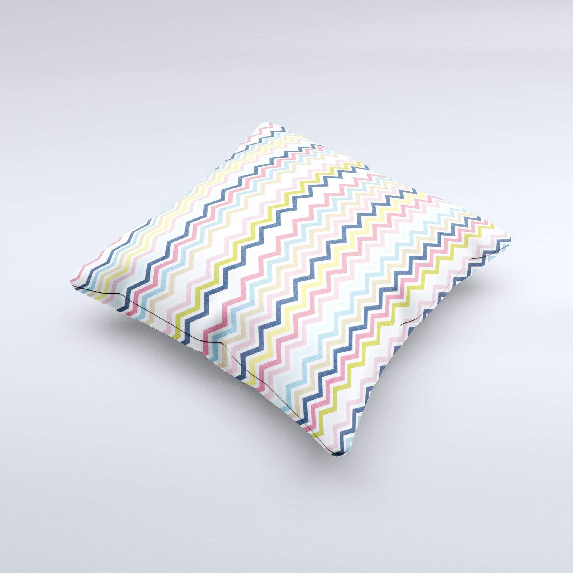 Blue Leto Bags & Wallets Multi-Lined Chevron Color Pattern Ink-Fuzed Decorative Throw Pillow