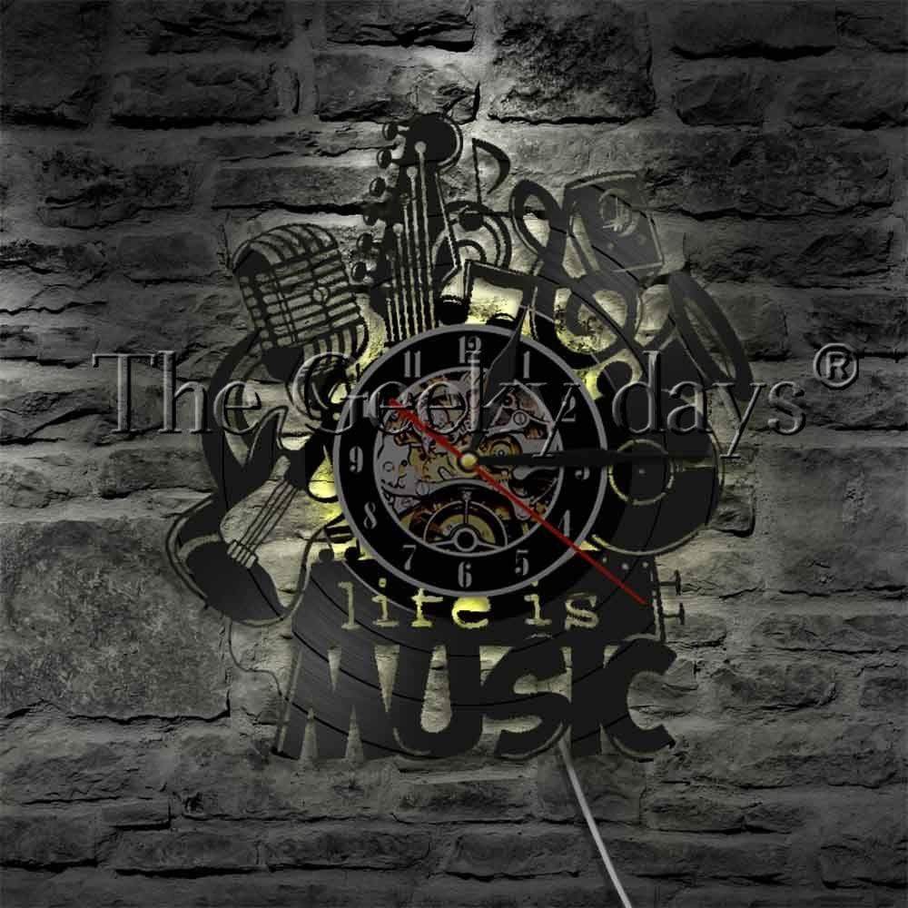 hansleii Music Is My Life Vinyl Record Wall Clock