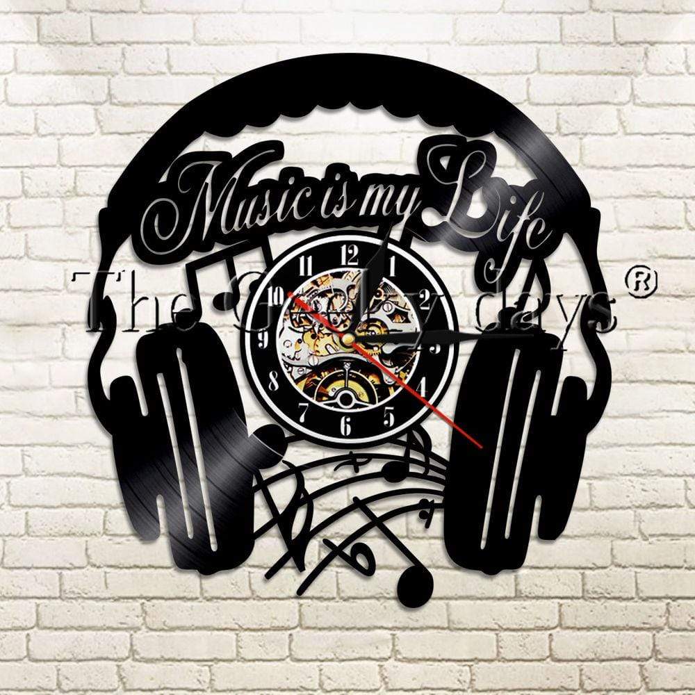 hansleii Music Is My Life Vinyl Record Wall Clock