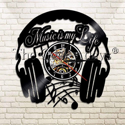 hansleii Music Is My Life Vinyl Record Wall Clock