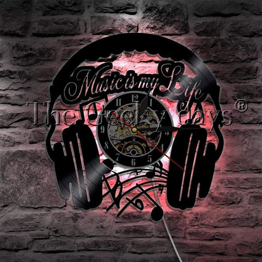 hansleii Music Is My Life Vinyl Record Wall Clock