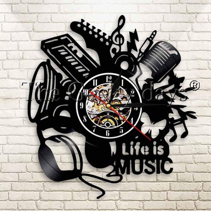 hansleii Music Is My Life Vinyl Record Wall Clock