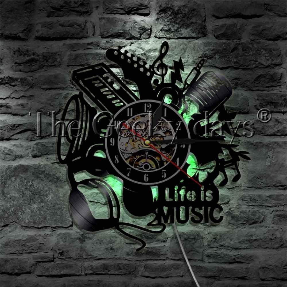 hansleii Music Is My Life Vinyl Record Wall Clock