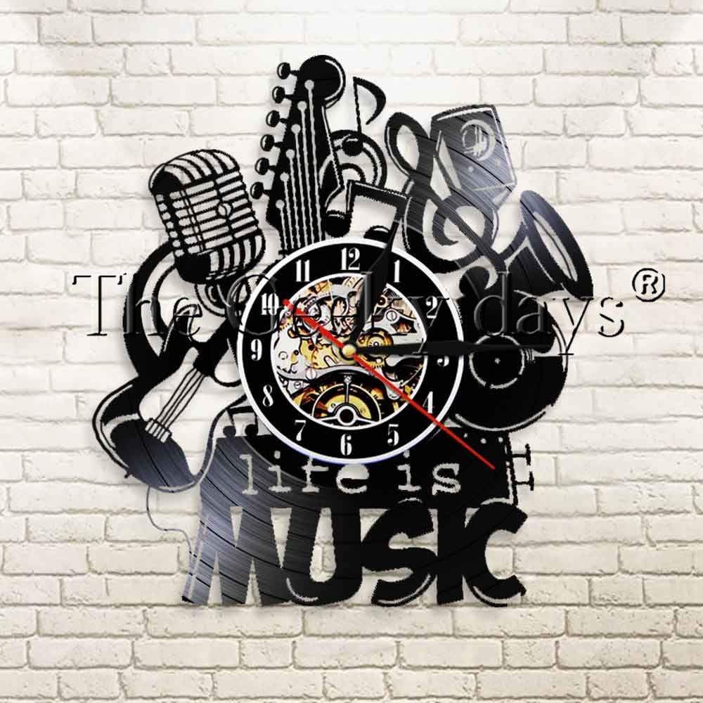 hansleii Music Is My Life Vinyl Record Wall Clock