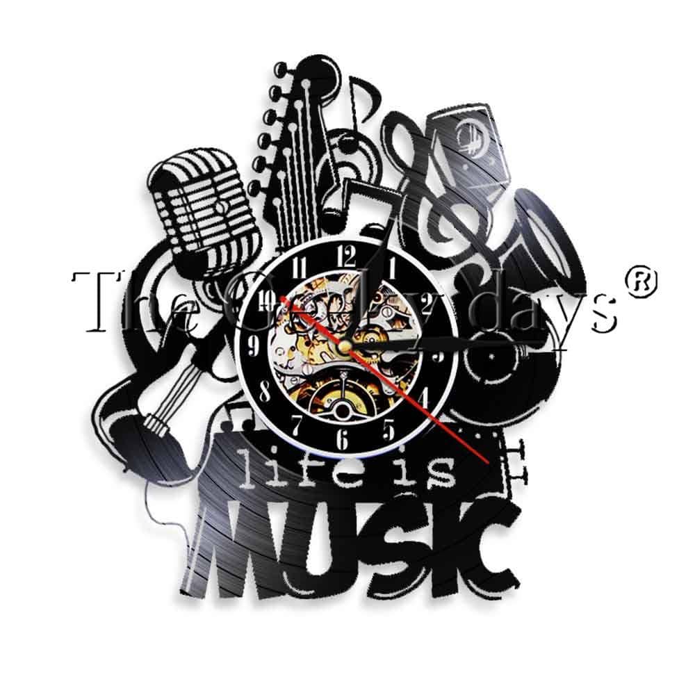 hansleii No Led_4 Music Is My Life Vinyl Record Wall Clock