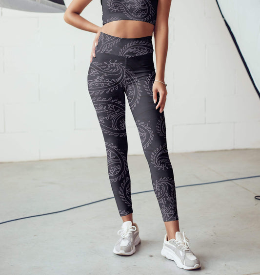 Lavender Millie Leggings Navy Paisley Leggings, Capris and Shorts