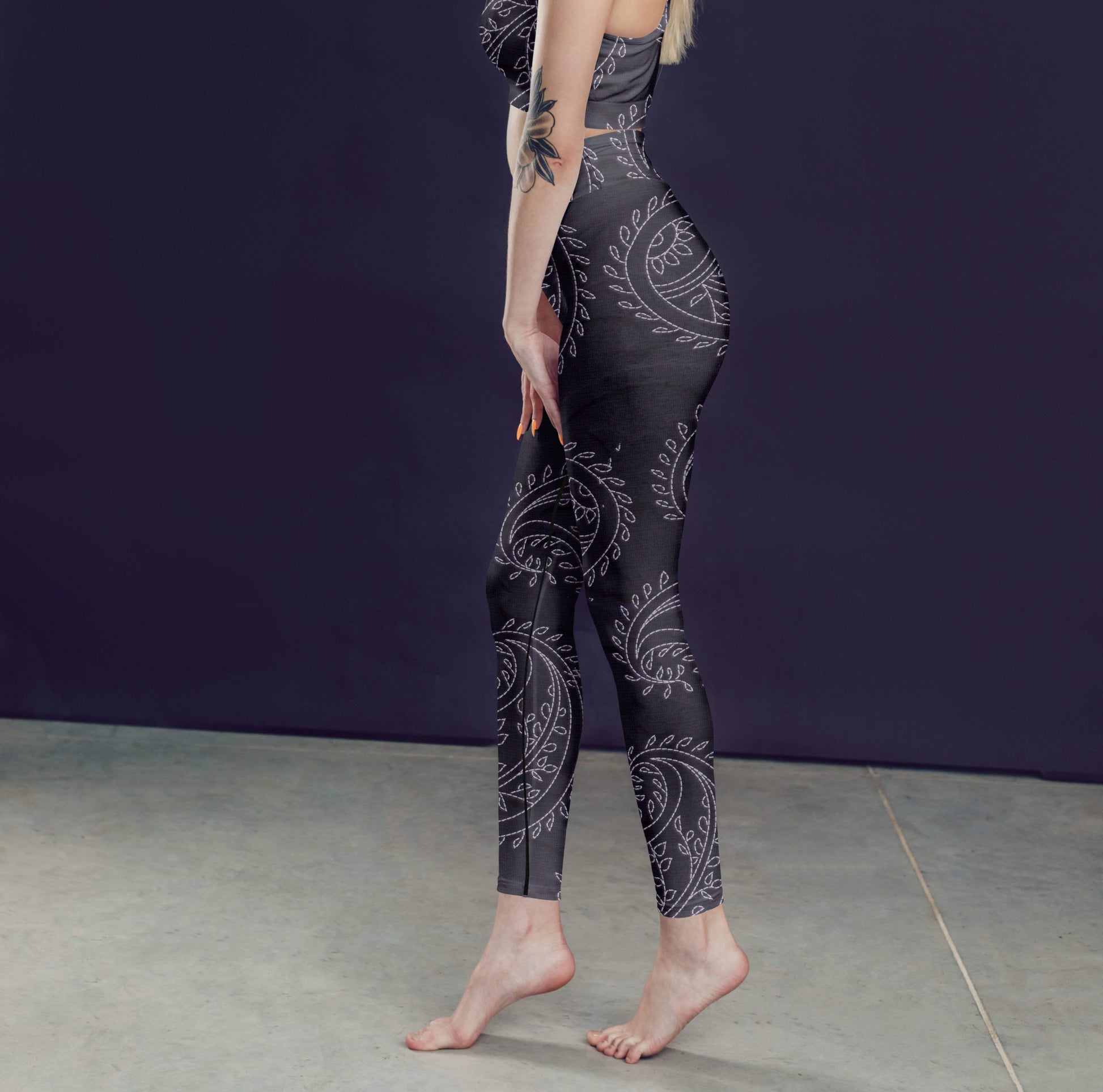 Lavender Millie Leggings Navy Paisley Leggings, Capris and Shorts