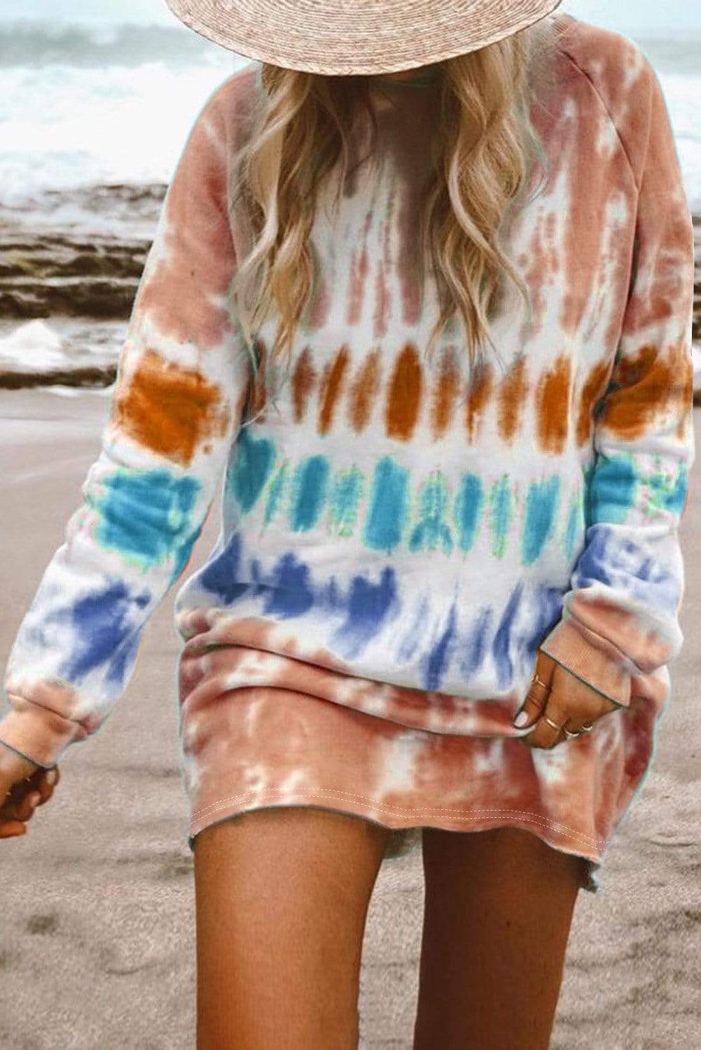 Teal Demeter Dresses Orange Tie Dye Sweatshirt