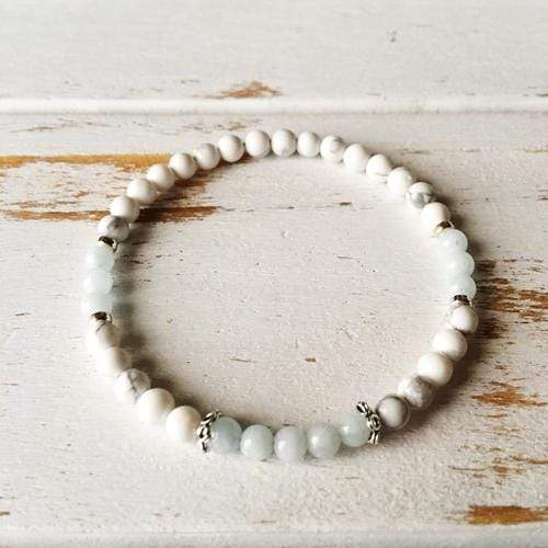 Purple Lily Jewelry & Watches Peace and Serenity Bracelet - Aquamarine and White