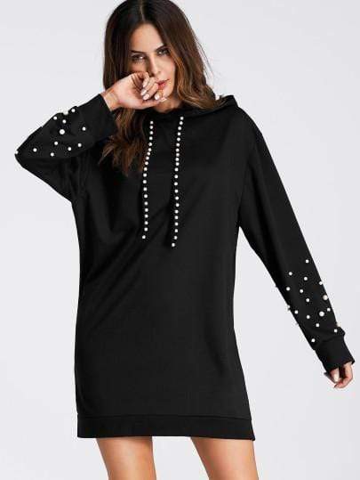 Celeste Dresses Pearl Beaded Detail Sweatshirt Dress