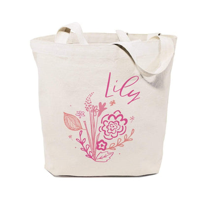 Turquoise Andromeda Totes & Beach Bags Personalized Name Pink Floral Tote Bag