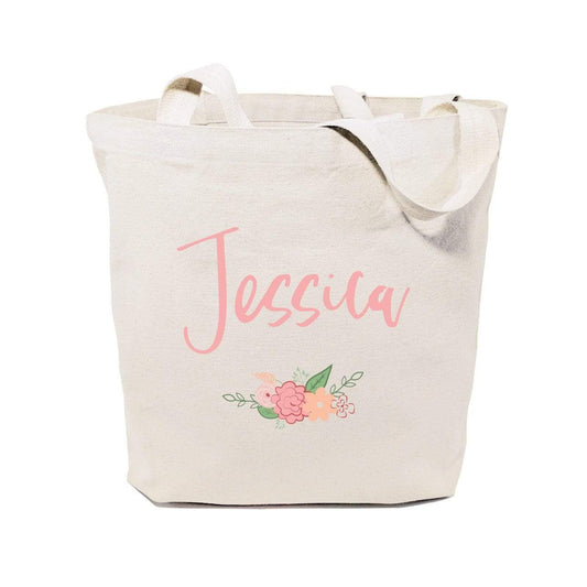Turquoise Andromeda Totes & Beach Bags Personalized Spring Colored Floral Name Tote Bag