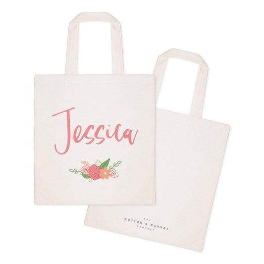 Turquoise Andromeda Totes & Beach Bags Personalized Spring Colored Floral Name Tote Bag
