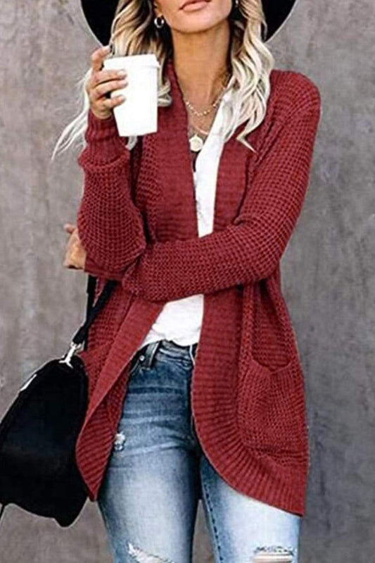 Teal Demeter Jackets & Coats Pocket Knitted Solid Color Cardigan