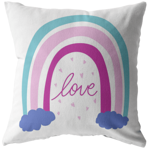 Gold Sooty Textiles & Pillows 16 x 16 / Stuffed & Sewn Rainbow Love Pillow, Colorful pillowcase